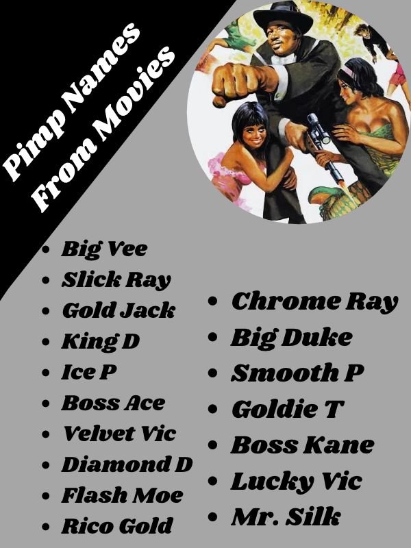 Chrome Ray
Big Duke
Smooth P
Goldie T
Boss Kane
Lucky Vic
Mr. Silk